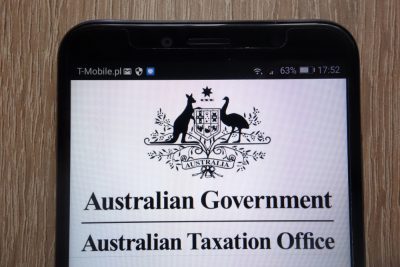 Australian Government Logo in a Phone.